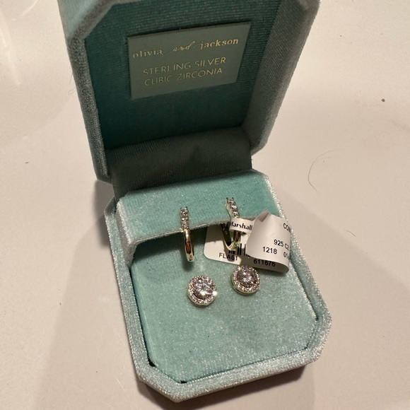 Olivia & Jackson Earring Set of 2 NWT CZ & 925 - Picture 1 of 13